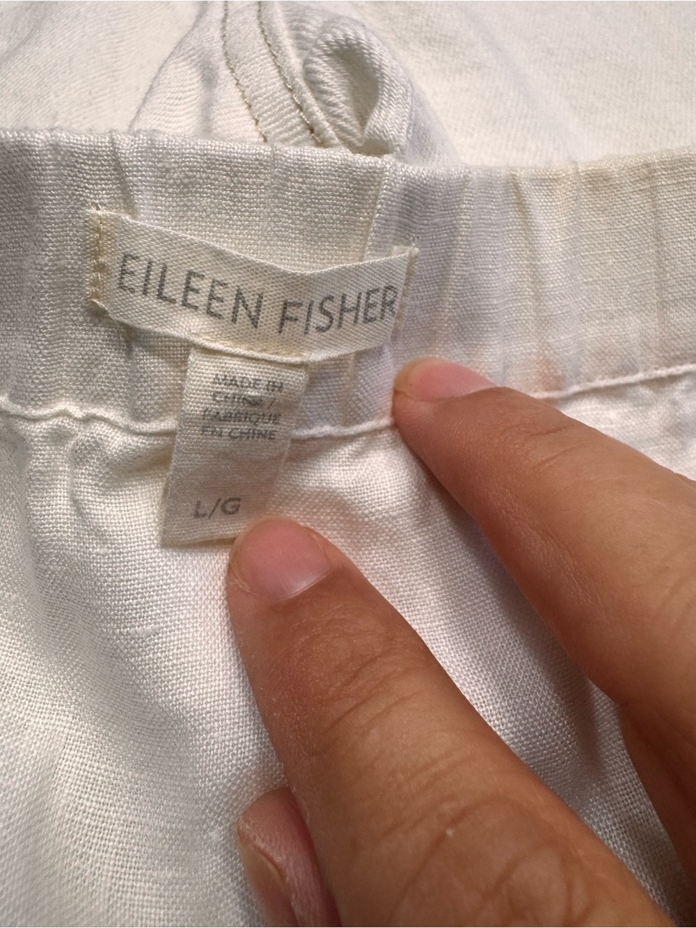 Eileen Fisher White Organic Linen Wrap Midi Skirt Size L Coastal Minimalist - Picture 5 of 6
